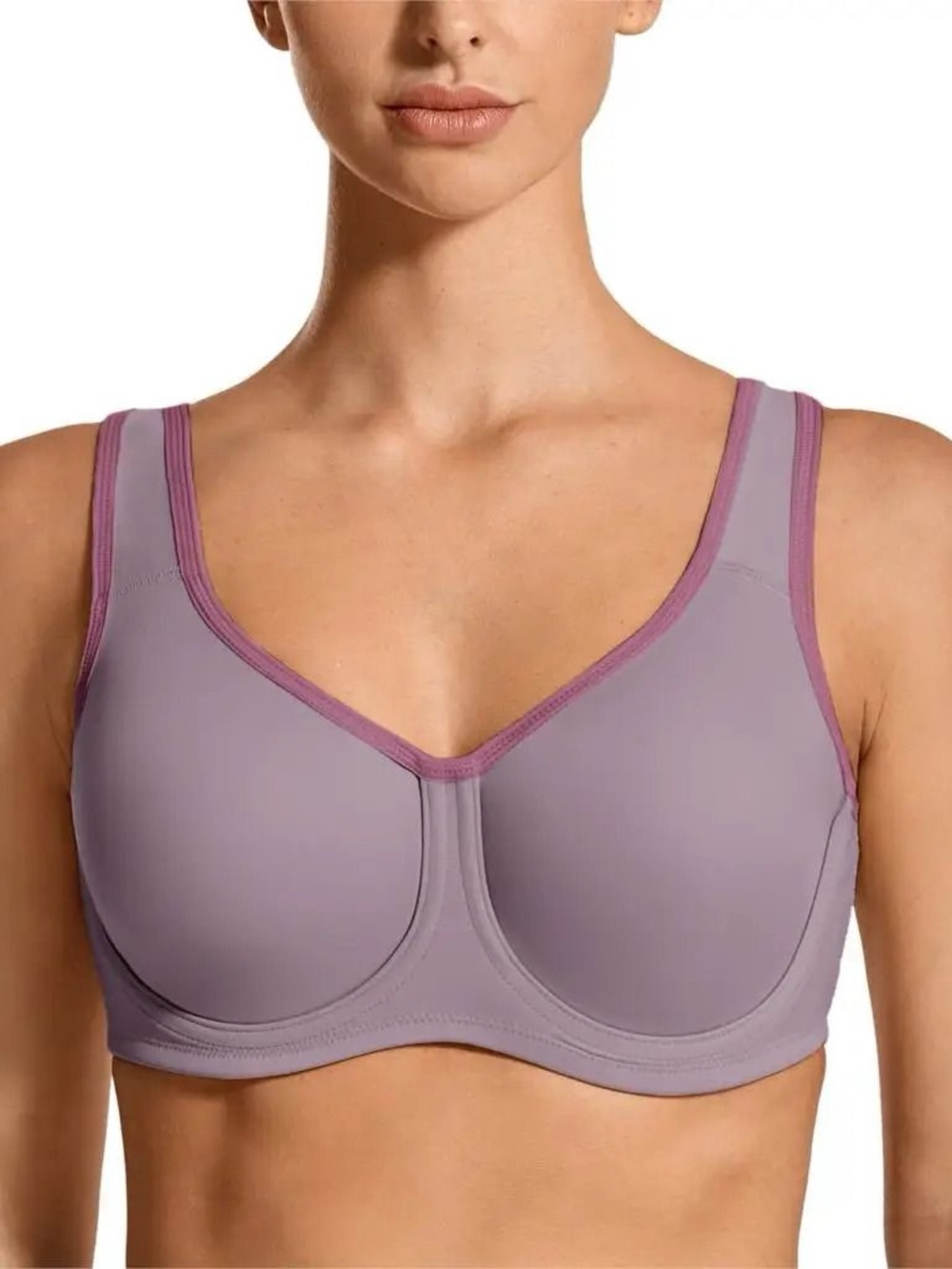 Syrokan Women's Lavender and Pink Max Control High Impact Underwire Sports Bra